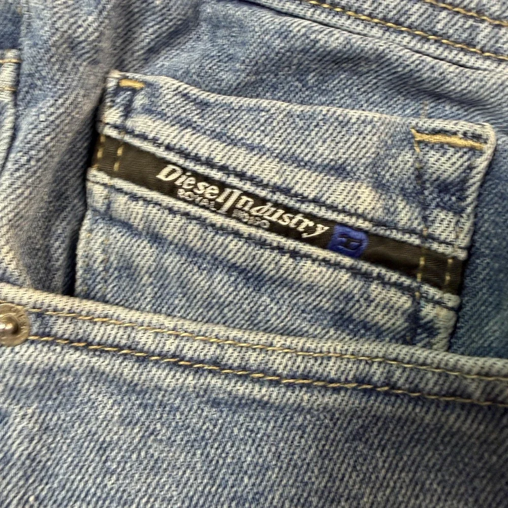 Diesel Jeans Men 36 Blue Straight Distressed Rip Denim Streetwear Made In Italy